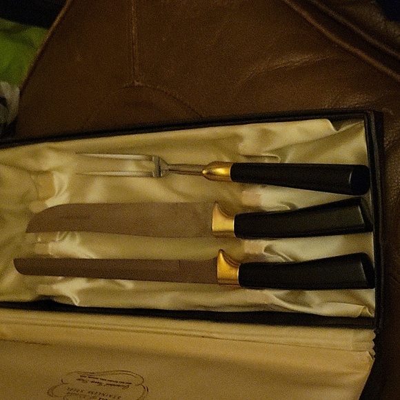 VTG Peeredge Regent Sheffield Cutlery Carving Set of 3 - 2 knives & 1 fork - Picture 1 of 12